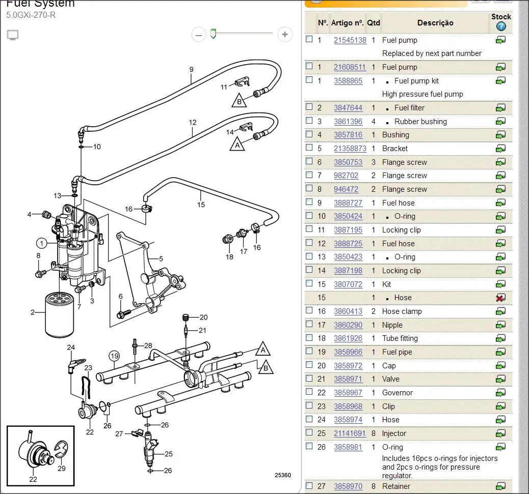 volvo gxi 270 R FUEL SYSTEM